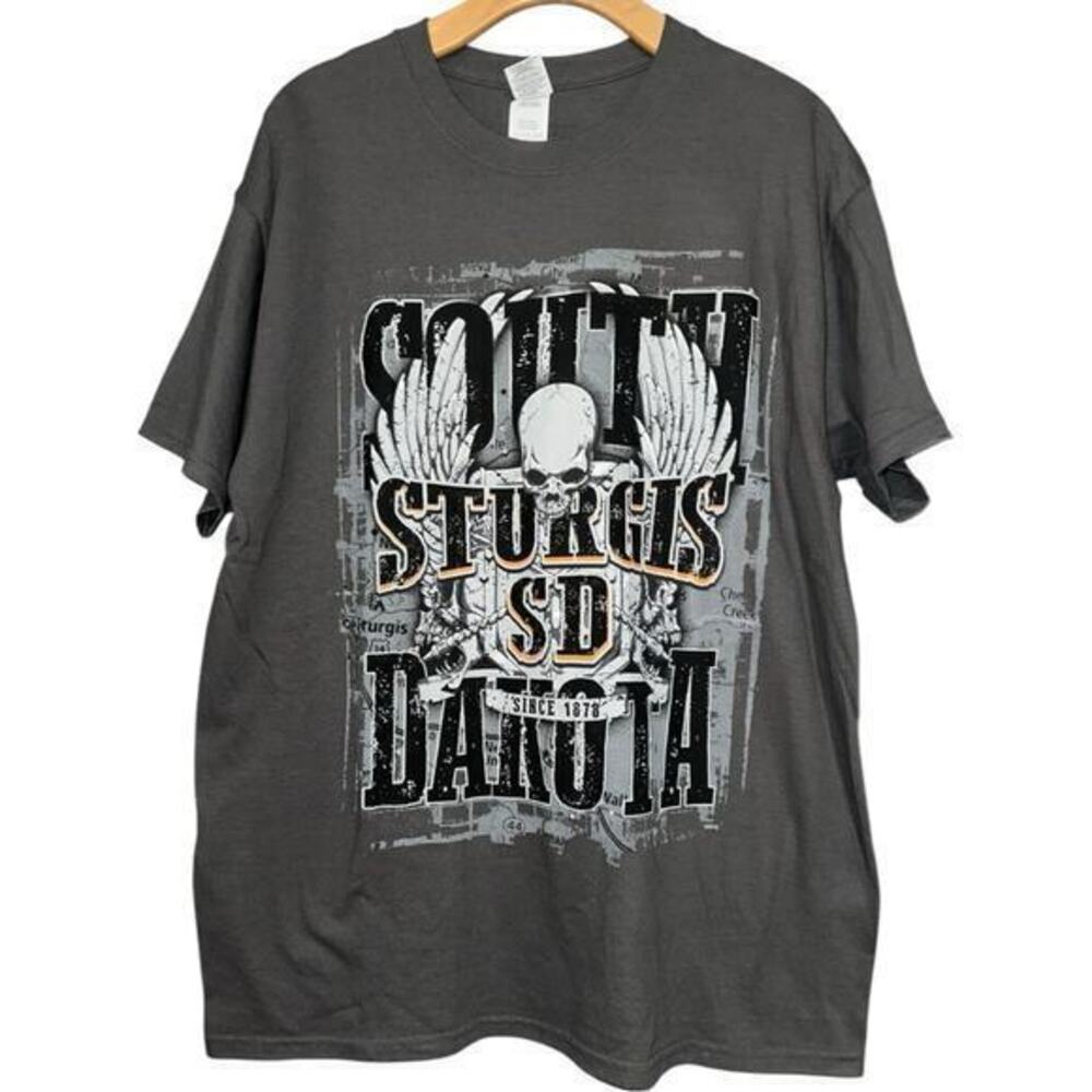 Sturgis Men’s Size L Gray Biker Graphic Front Short Sleeve T-Shirt